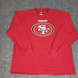 San Francisco 49ers Majestic Long Sleeve Shirt 2XL Red NFL Football Logo Tee Men